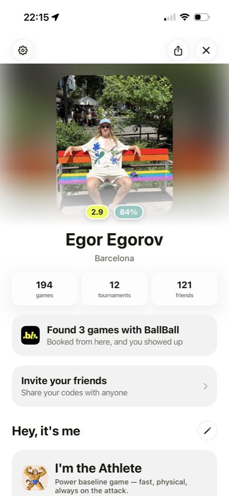 Your BallBall player profile