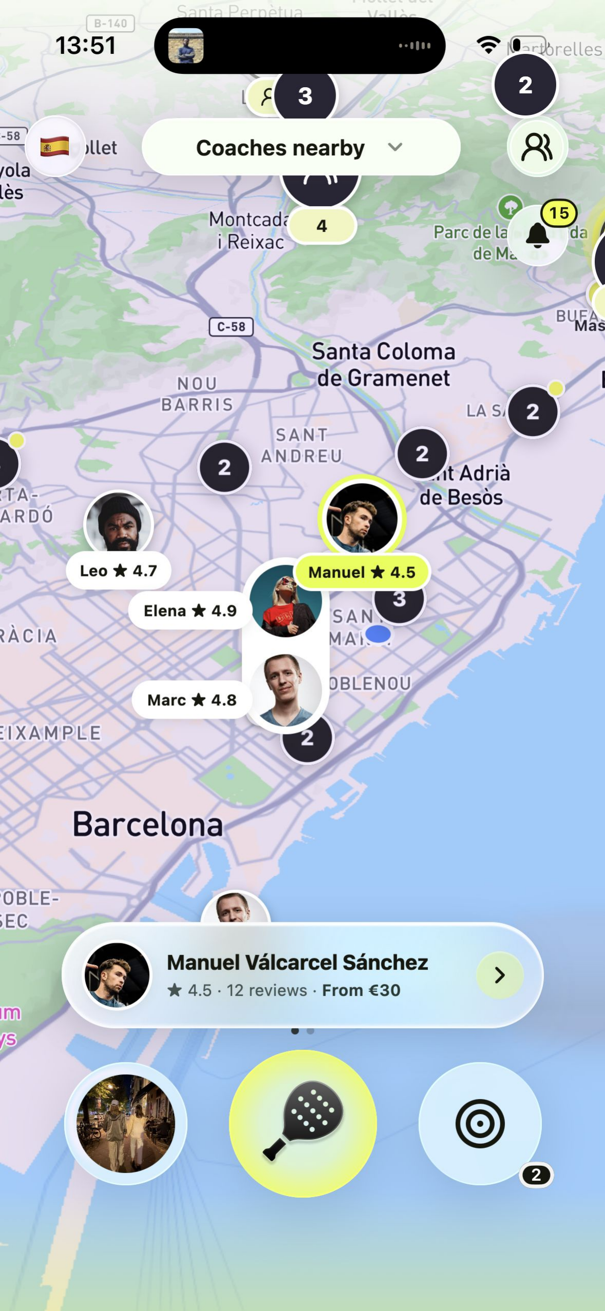 Coaches on the city map