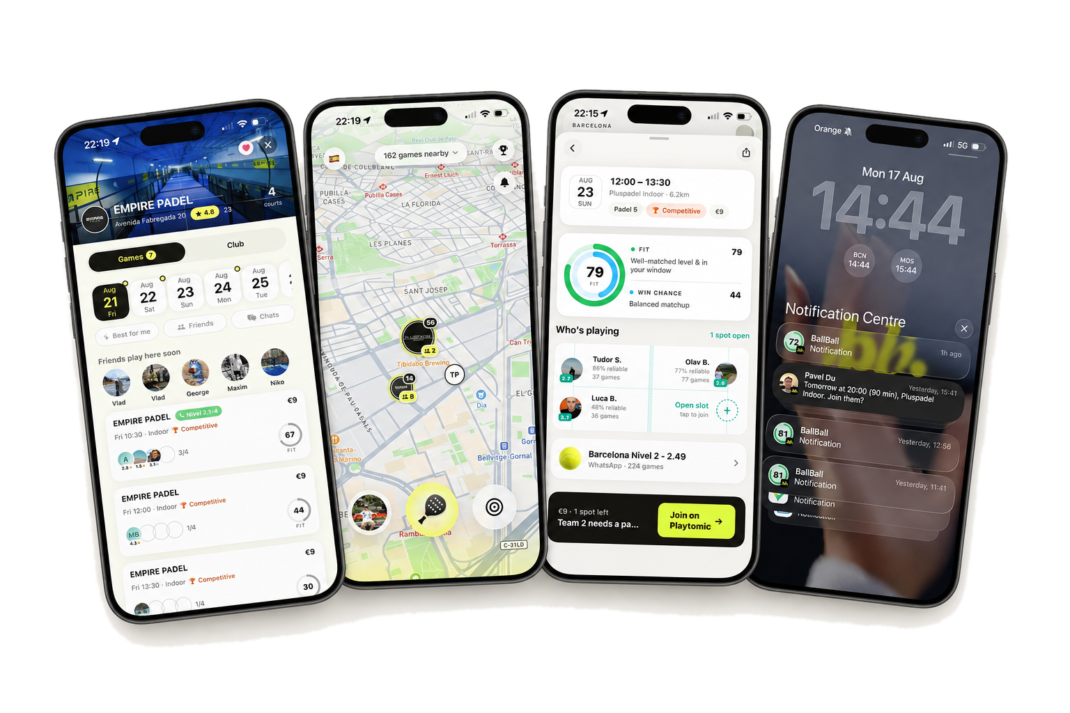 BallBall: games, map, fit score, notifications